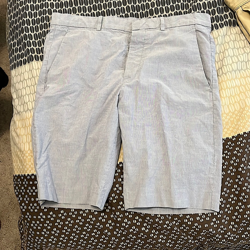 Theory men’s shorts blue white stripes